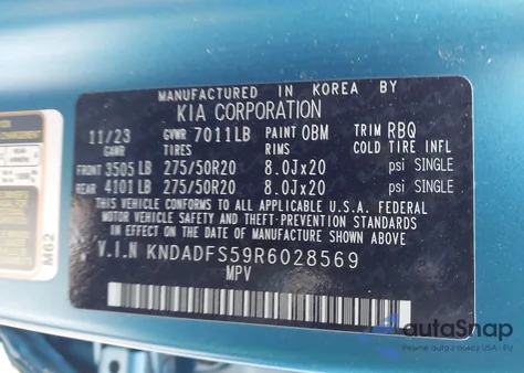 2024 Kia Ev9 Land from USA, damaged, VIN KNDADFS59R6028569